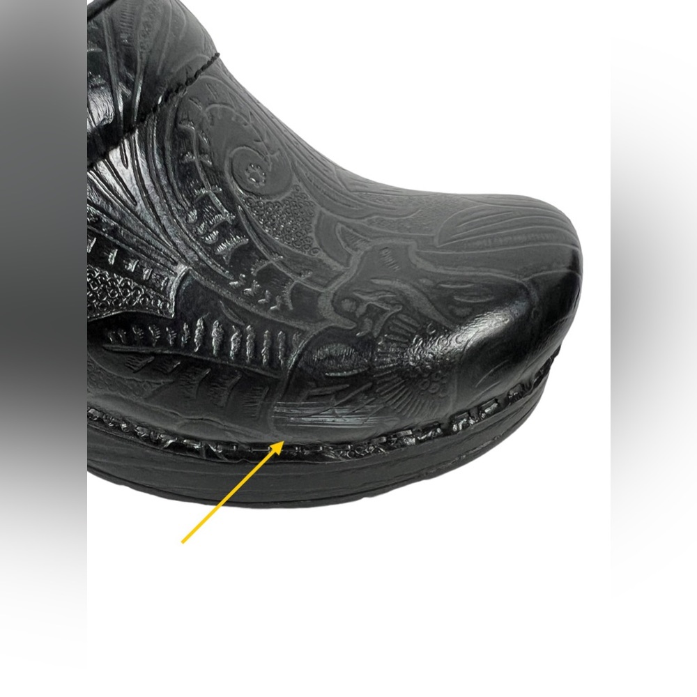 Dansko Black Tooled Leather Professional Clog Shoes Womens EU 36 US 5.5-6 - Picture 10 of 12
